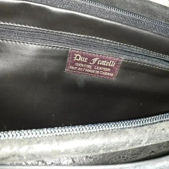 DUE FRATELLI-Vintage-Black Oiled Suede-Paisley Pattern-Hand/Shoulder-Near Mint - Picture 5 of 5